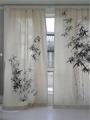 中式日式古典亚麻加厚遮光客厅茶室卧室高档个性成品定制窗帘墨竹