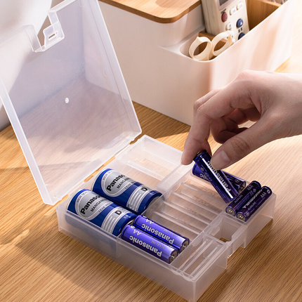 日本进口干电池收纳盒1号2号5号7号电池储存盒防水防护透明整理盒