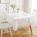 99系列纯白色棉麻餐桌桌布艺长方形简约蕾丝家用台布茶几布桌垫