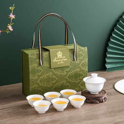 创意陶瓷功夫茶具套装礼品定制一盖碗六茶杯泡茶碗商务活动随手礼