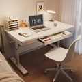 可升降桌带抽屉电脑桌台式书桌学生家用学习桌可调节办公桌写字桌