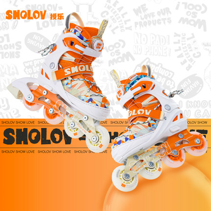 SHOLOV授乐轮滑鞋儿童女孩溜冰鞋男孩直排轮滑冰鞋旱冰鞋6-12岁