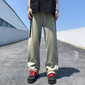 美式高街拉链牛仔裤男春秋潮牌设计感水洗直筒裤宽松阔腿垂感裤子