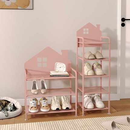 小房子儿童鞋架粉色家用宝宝专用鞋架子门口置物架简易迷你小鞋柜