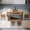 新中式实木茶桌椅组合办公室客厅禅意茶室家用茶桌岩板茶台
