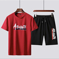 男装2023夏季款韩版潮流时尚短袖T恤男两件套运动服男士休闲套装