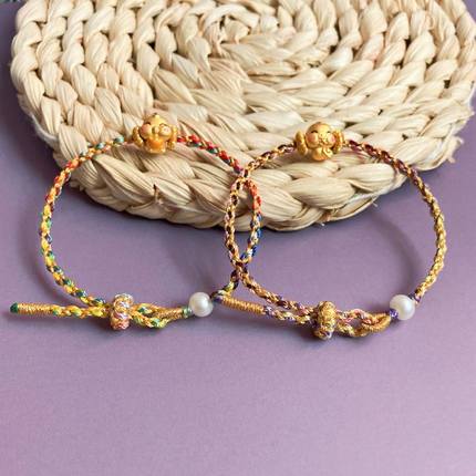 套链 可穿珠diy手绳可调节珍珠手工编织手链半成品编绳配定位珠