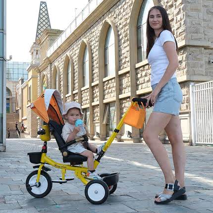 儿童三轮车可折叠可躺可坐溜娃神器1-6岁3宝宝音乐婴儿手推脚踏车