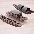 仿古帆船装饰品小船模型手工木制小船模型船模渔船绍兴乌篷船木船