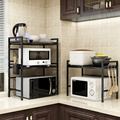 厨房超大容量强劲承重防水防锈易清洗可调节伸缩双层微波炉架