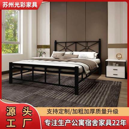 铁艺床现代简约双人床加固加厚1.5米单人床1.2m轻奢铁架子床