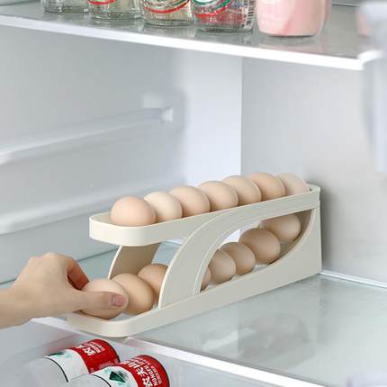 鸡蛋收纳盒冰箱用侧门滚动滑梯式自动补位滚蛋鸡蛋盒双层大容量托