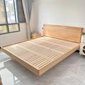 北欧榉木全实木床双人床大床1.8米1.5床现代简约床纯原木支持定制