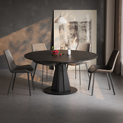 意式极简岩板餐桌椅组合可旋转伸缩方圆两用现代简约轻奢家用饭桌
