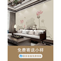 新中式电视墙8d荷花定制壁画2024新款卧室壁纸客厅电视背景墙墙纸
