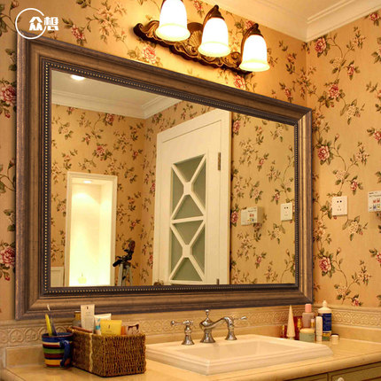 众想欧式卫浴镜壁挂卫生间镜子复古美式浴室镜洗手间洗漱台化妆镜