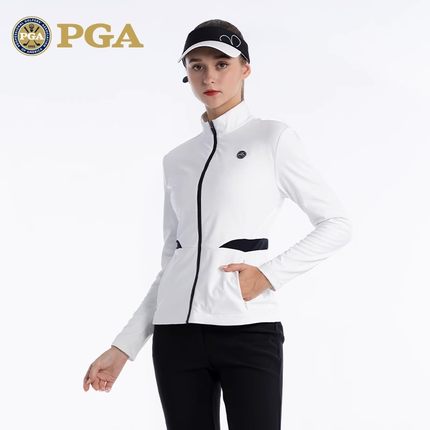 美国PGA 高尔夫服装女士外套秋冬季修身显瘦golf运动面料立领衣服