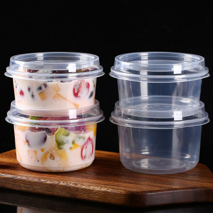 水果捞打包盒子商用冰粉专用碗带盖圆形芋圆甜品烧仙草西米露餐盒