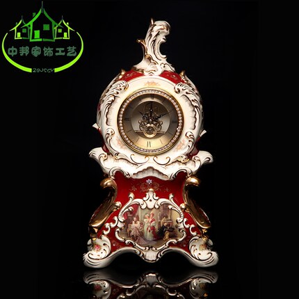 欧式古典奢华陶瓷钟表美式客厅装饰创意座钟时尚家居工艺时钟摆件
