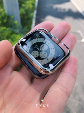卡客 不锈钢壳适用苹果手表applewatch456789粘贴半包保护壳金属
