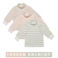 彩棉婴幼儿高领t恤婴儿内衣0-3岁宝宝高领打底衫肩扣保暖纯棉上衣