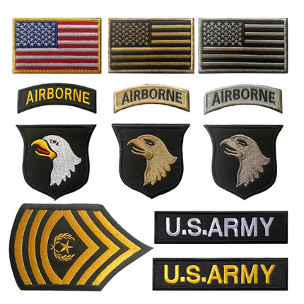 美军101空降师臂章鹰头刺绣魔术贴章袖标USARMY胸章个性户外包贴