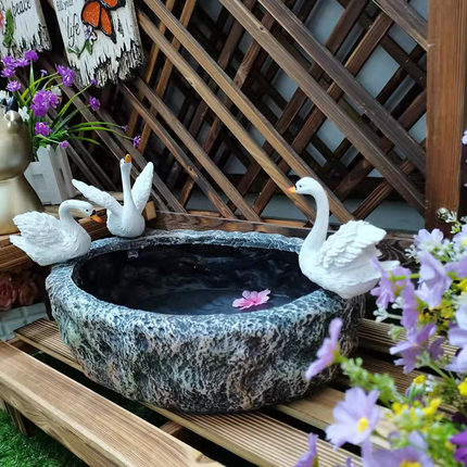 花园水培天鹅花盆摆件园艺动物盆栽植物大号庭院装饰北欧创意个性