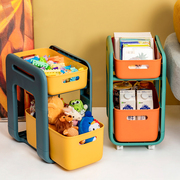 儿童玩具收纳箱抽屉式家用滑轮整理盒零食储物筐小推车置物架神器