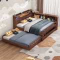 中式儿童实木床大小户型卧室多功能带护栏储物男孩女孩1米5伸缩床