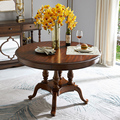 美式实木餐桌餐厅圆形吃饭桌子家用餐桌椅组合欧式简约小户型家具