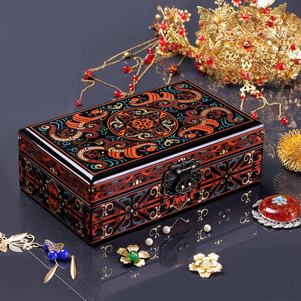 复古风汉纹漆器首饰盒古典木质荆楚中国风礼品盒高端礼盒包装定制