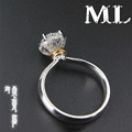 【ML】手捧花金莫桑钻石戒指女复古心形 星款求婚订婚戒铂金玫瑰