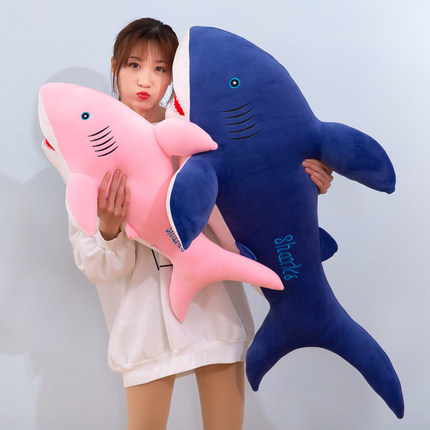 软体鲨鱼毛绒玩具可爱海洋鱼公仔床上睡觉长条枕抱枕男女生款玩偶