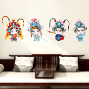 中国风京剧脸谱贴纸客厅电视沙发背景墙贴画装饰画墙壁纸自粘墙画