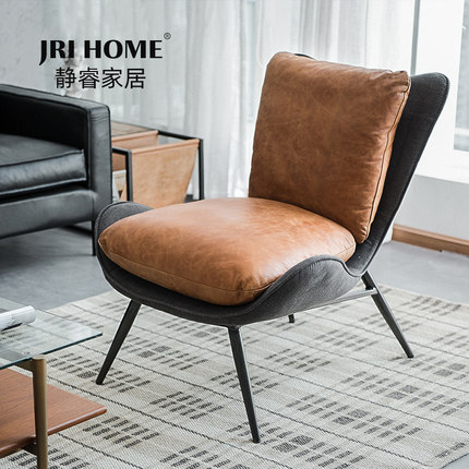 【样品￥1500】真皮沙发小户型LOFT美式工业风客厅皮沙发皮质单椅