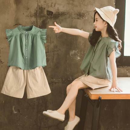 女童夏装2024新款韩版洋气时髦套装夏季儿童装大童时尚无袖两件套
