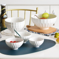 碗家用套装吃饭碗面碗汤碗骨瓷欧式创意浮雕描金5寸10个装陶瓷碗