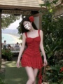 JsutQin【明媚夏日】夏季显白不规则短裙海边度假小红裙连衣裙女