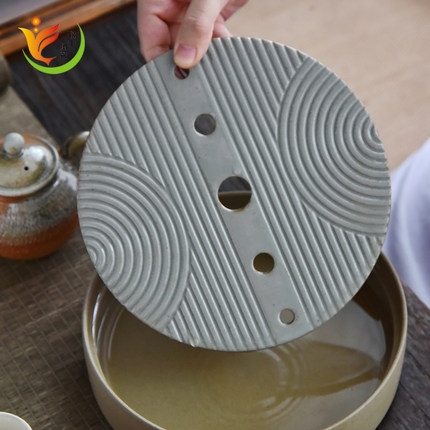 陶瓷老岩泥茶台储水式小型粗陶现代简约家用办公茶盘功夫茶具果盘
