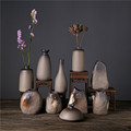创意复古日式粗陶禅意小花器简约陶瓷花瓶水培家居桌面摆件干花插