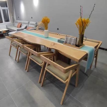 北欧实木大板桌工作台原木办公桌现代简约会议桌长桌家用餐桌饭桌