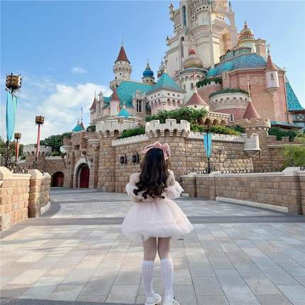 圣诞节服装迪士尼穿搭在逃公主粉色蓬蓬连衣裙子成人礼服生日礼裙