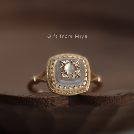Miya agete贵族古董风vintage水晶小众设计复古巴洛克纯银戒指