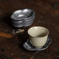中式复古纯锡杯垫禅意茶托隔热垫做旧老锡茶杯垫杯托茶道茶具配件