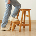 墨点实木梯凳带踏板家用多功能折叠凳子原木两用吧台凳创意穿鞋凳