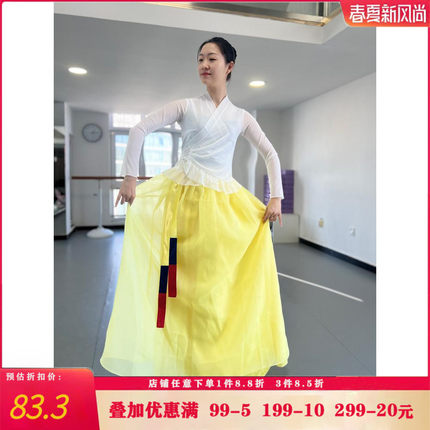 朝鲜族舞蹈服装女练功服上衣大摆裙练习艺考演出表演民族民间