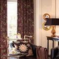 棉麻传统美式乡村欧式后现代深紫色酒红色紫红色花草客厅卧室窗帘