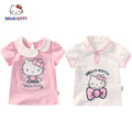 Hello Kitty童装女童夏季新款短袖T恤可爱薄款印花短袖上衣两件装
