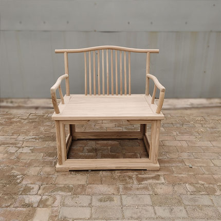 新中式圈椅茶凳小凳实木白胚白茬禅椅榆木单人茶椅主人位椅子家具