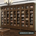 美式全实木大书柜组合拼接书房储物柜大容量加大高顶柜玻璃门书架